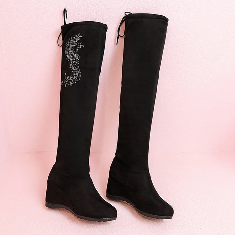Winter Chelsea Boots for Women High Rise Boots For Over The Knee In New Elastic Boots That Appear Slim Tall Knee High Boots Size 7.5