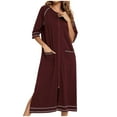 thumbnail image 2 of FRSASU Pajamas for Women omen'S Zip-Up Pajamas Loungewear Wine 12(XXL), 2 of 6