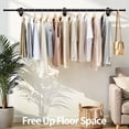 thumbnail image 2 of Luxspire Wall Mounted Clothes Rack, Industrial Pipe Clothing Rack, 41" Heavy Duty Extendable Iron Garment Bar, Multi-Purpose Hanging Rods for Clothes Bedroom, Laundry Room, Closet 1 Pack, Black, 2 of 7