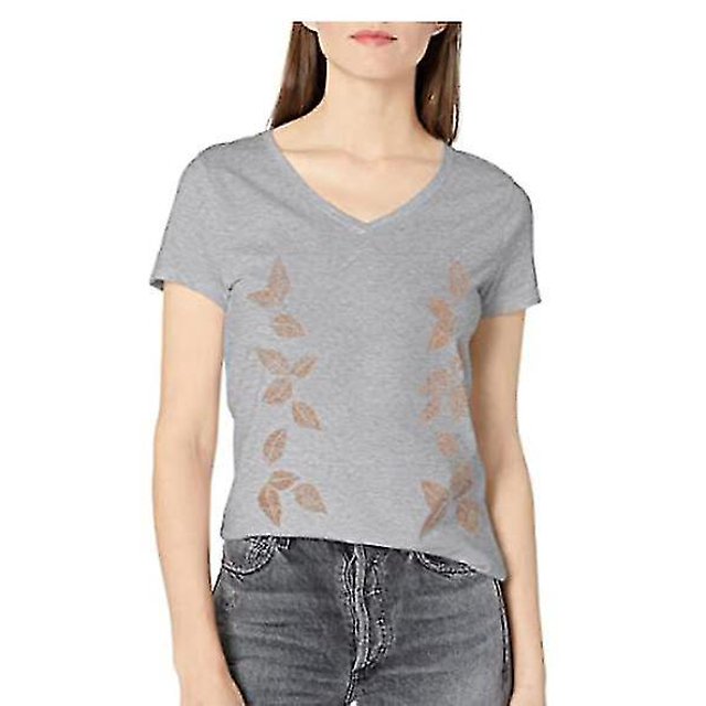 Femmes T-shirt Mode Manches Courtes Graphique V-Cou Tee (Multiples Graphiques Disponibles)