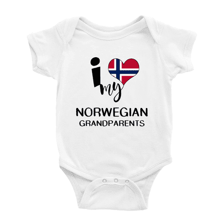 

I Heart My Norwegian Grandparents Norway Love Flag Infant Romper Baby Bodysuit (White 3-6 Months)