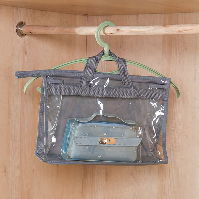 15 Pcs Dust Bags for Handbags Purse Storage Organizer 3 Size Clear Purse  Organizer Hanging Handbag Storage with Zipper and Handles Closet Purse Bags  for Storage Purse Covers for Dust, Gray, 5