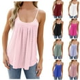 thumbnail image 6 of Womens Plus Size Tank Tops Summer Tank Tops for Women Pleated Spaghetti Strap Camisole Solid Color Loose Fit Casual Sleeveless Pink M, 6 of 6