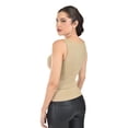 thumbnail image 3 of Top sin mangas con escote drapeado /Juvenil, 0269 (Beige) beige G, 3 of 4