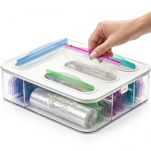 Ziploc Bag Organizer for Kitchen Drawer, Ziplock Sandwich Baggie Holder Storage, Poly Bag Dispenser, Knox Home & Health