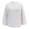 thumbnail image 3 of Women's Turtleneck Long Sleeve Ribbed Knit Pullover Sweater Jumper Top (White L), 3 of 4