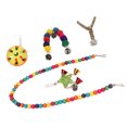 thumbnail image 2 of Hanging Bell Birds Cage Toys, Improve Immunity  Swing Chewing Toy Rattan Ball Bell Skewer Food Coloring Dye Easy Installation  For Chewing, 2 of 8