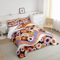 thumbnail image 4 of Boho Floral Comforter Set , Vintage Groovy Flowers Quilt Full Size, 70S 80S Retro Flower Bedding Set Psychedelic 90S Floral Duvet Insert Groovy Flower Bedroom Decor, Colorful, 4 of 5