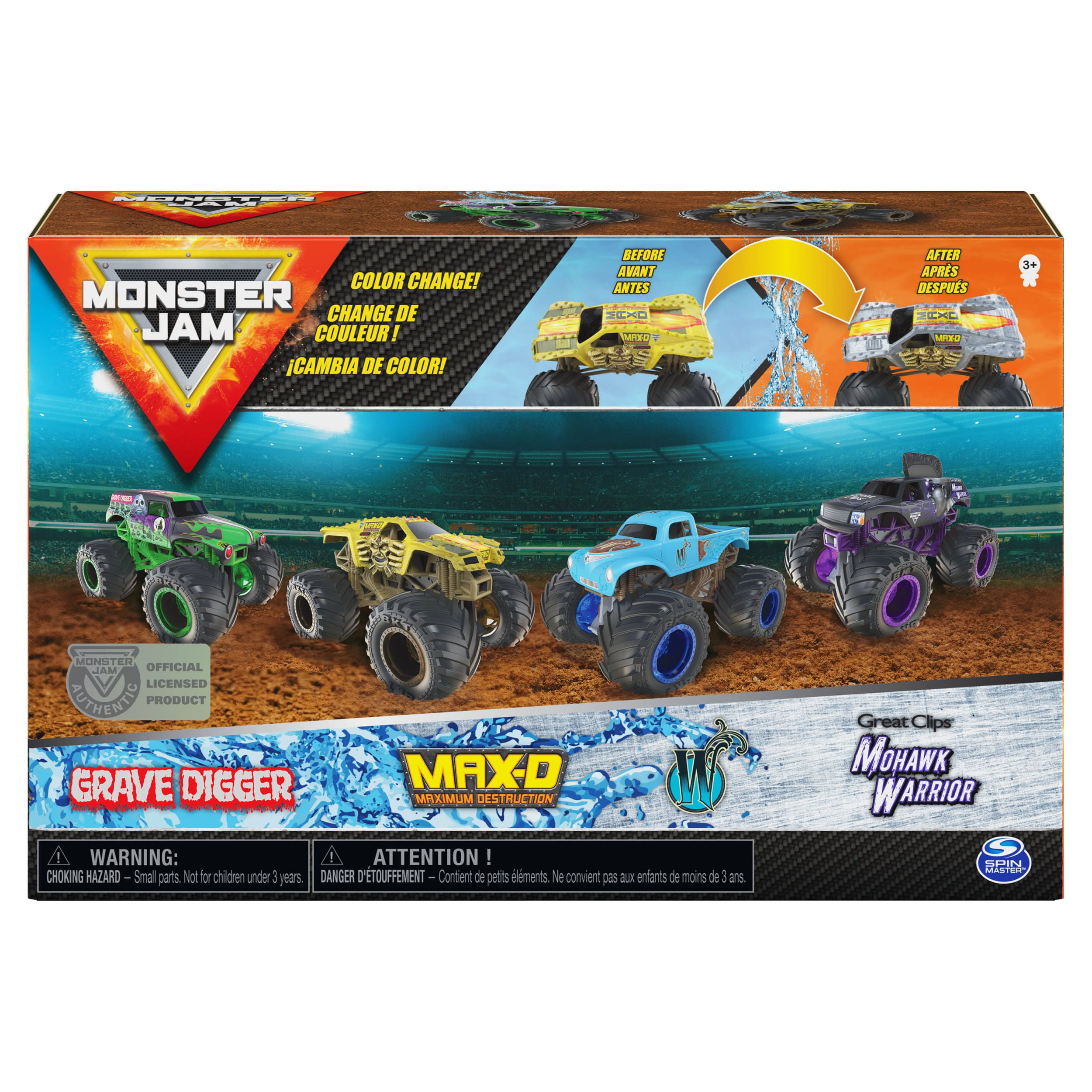 Monster Jam, Color-Changing Die-Cast Monster Trucks 2-Pack, 1:64 Scale  (Styles May Vary) - Walmart.com