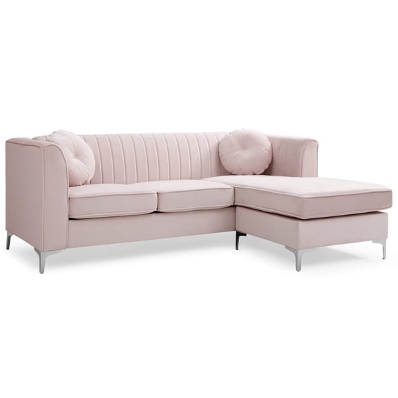 Glory Furniture Delray Sofa Chaise in Pink Color