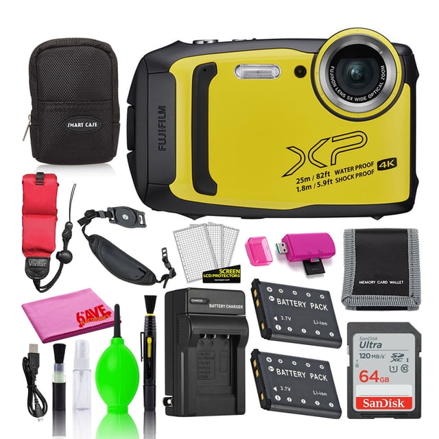 Fujifilm FinePix XP140 Cámara digital impermeable (amarilla) con tarjeta SD de 64 GB