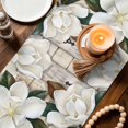 thumbnail image 3 of White Magnolia Blossom Table Runner 90 Inches, Spring Floral Flowers Farmhouse Bed Runner Dresser Scarves Tabletop for Indoor Outdoor Parties/Ceremony/Banquet, 13" x 90", 3 of 9