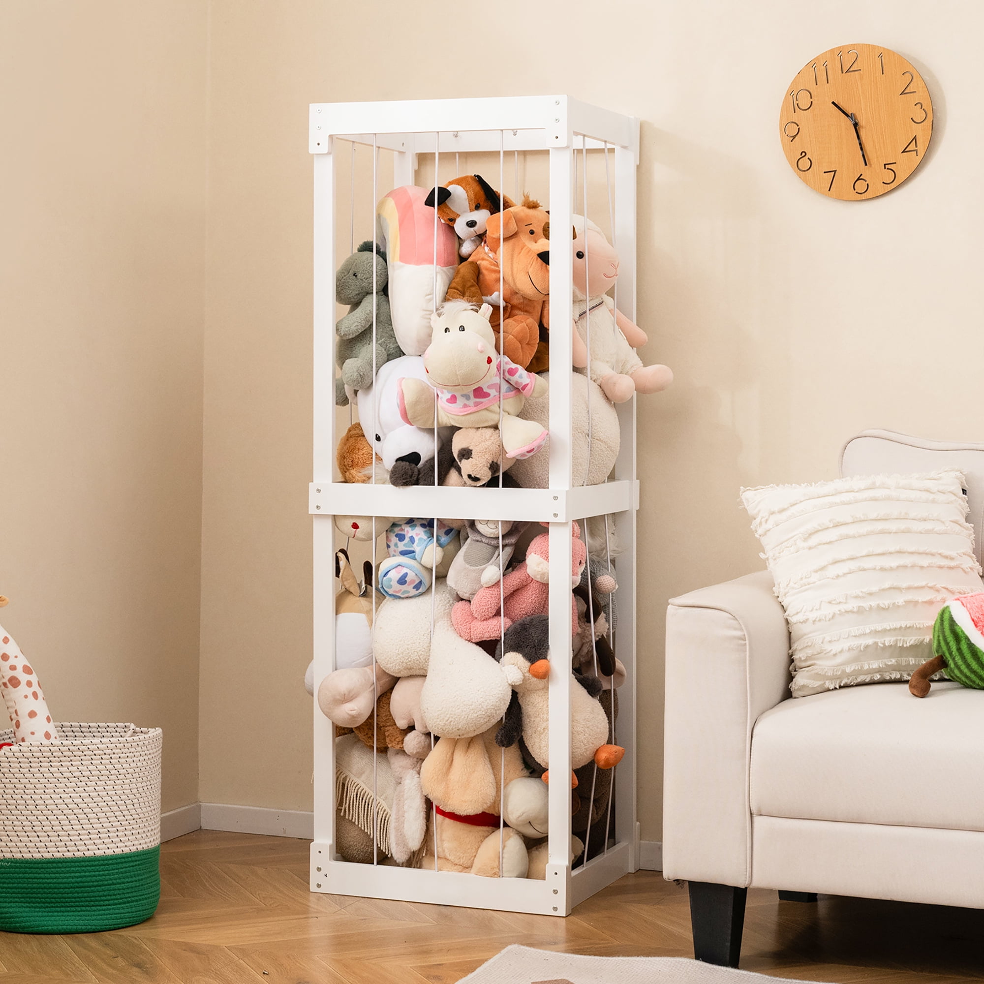 Gymax 300L Large Stuffed Animal Storage Space-saving Toy Storage Organizer w/Open Top White