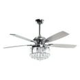 thumbnail image 5 of 52 inch Flush Mount Ceiling Fan with Remote Modern Crystal Chandelier Ceiling Fan with Reversible 5 Blades, 3 Bulbs Not Included, Chrome, 5 of 8
