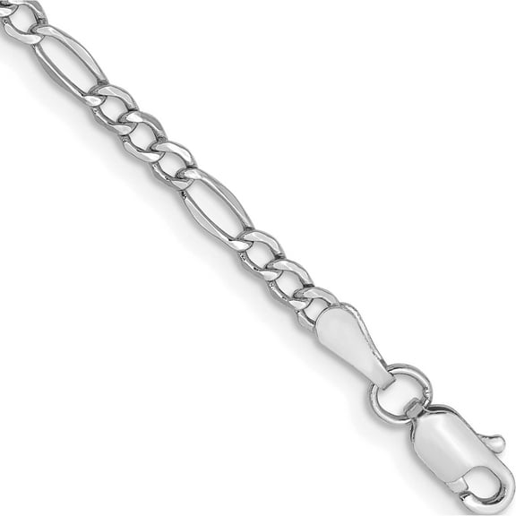 14K White Gold Wg 2.5mm Semi-Solid Figaro Chain (10 X 2.5) Made In South Africa bc119-10