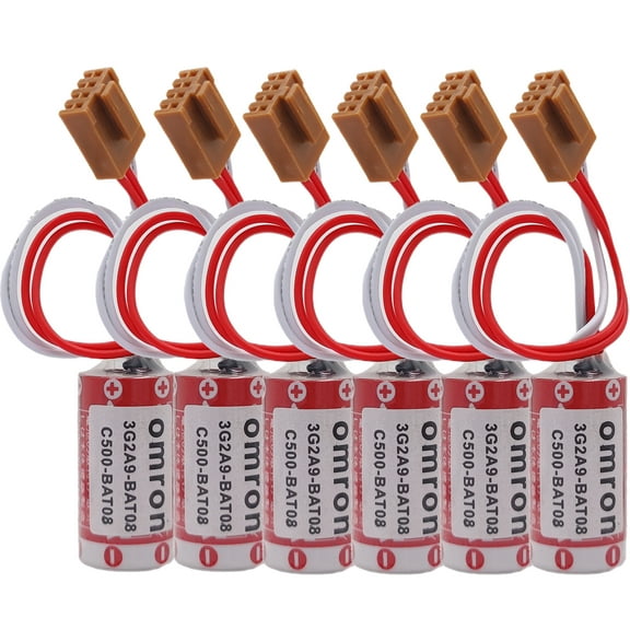 6 PCS ER17/33 PLC Batterywith Brown JAE2.5mm-4P Plug for 3G2A9-BAT08 C500-BAT08 PLC Battery (ER17/33 2/3A 3.6V 1600mAh)
