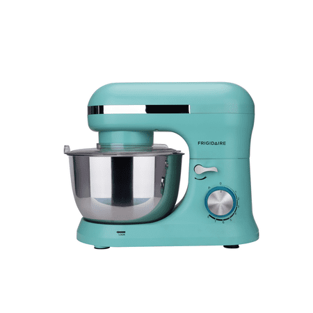 Frigidaire ESTM020-BLUE 4.5 Liter 8 Speed Electric Countertop Standalone Food Mixer with Bowl, Hook, Beater, and Whisk Attachment Accessories, Blue