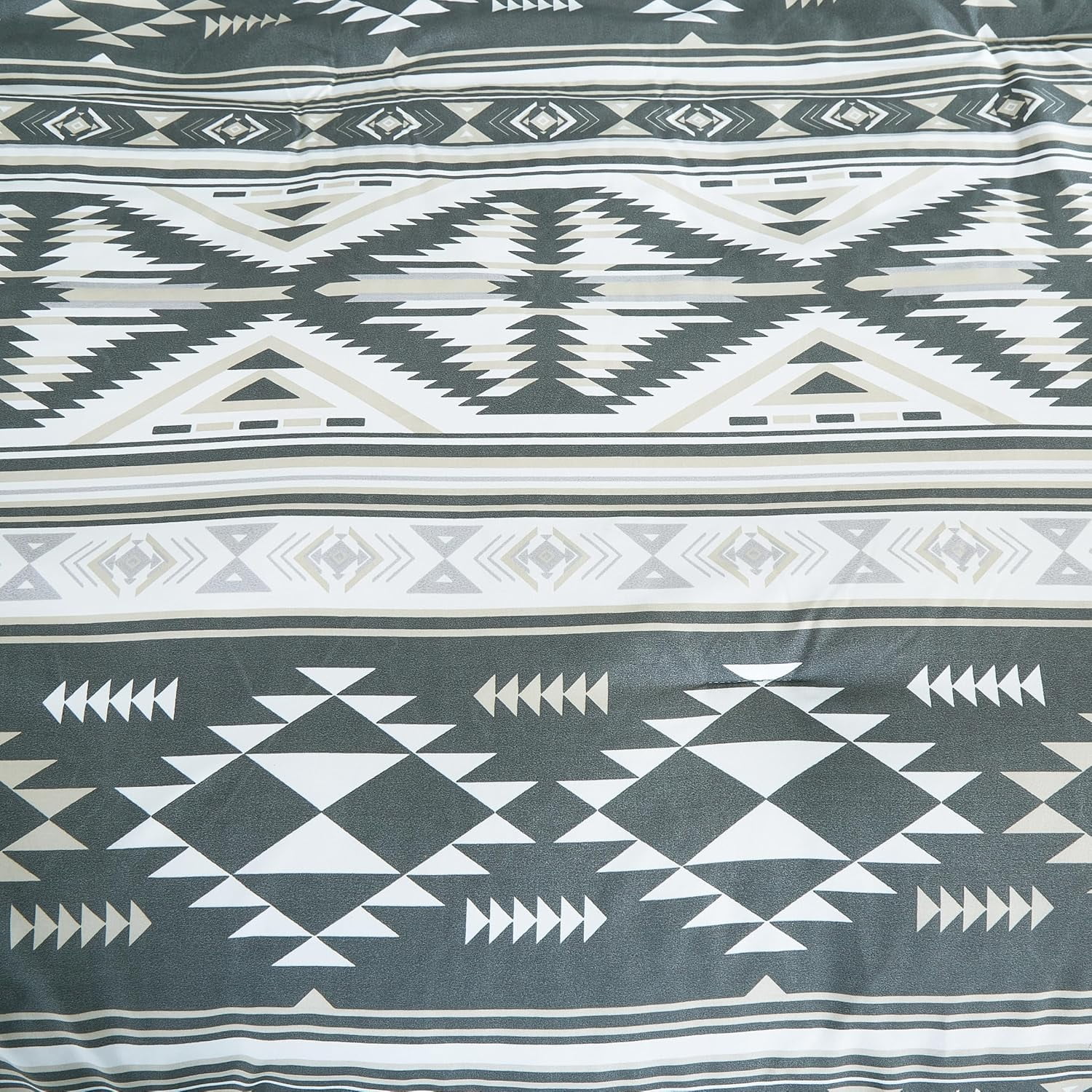 Chezmoi Collection Remy 7-Piece Southwestern Geometric Motif Comforter Set, Multicolor Gray White Light Brown Printed Washed Microfiber Bedding, Queen