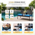 thumbnail image 3 of WLXIANG Patio Conversation Sets Outdoor Loveseat with Built-in Table & Cushions Wicker Patio Furniture Porch Chairs Bench for Lawn, Backyard, Balcony (Blue), 3 of 8