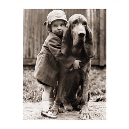 A Girl's Best Friend (Girl Hugging her Dog) Photography Poster Print (Two Best Friends Hugging)