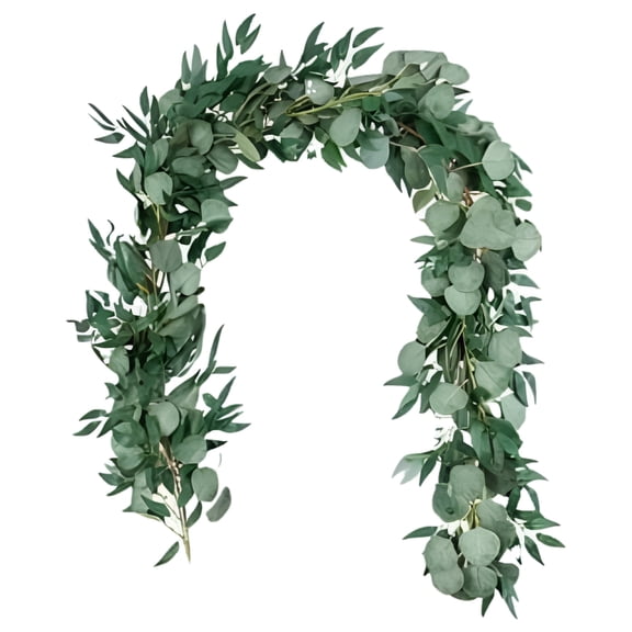 Artificial Eucalyptus Garland Fake Eucalyptus Leaves Fake Vines Grey Green, 6.5FT