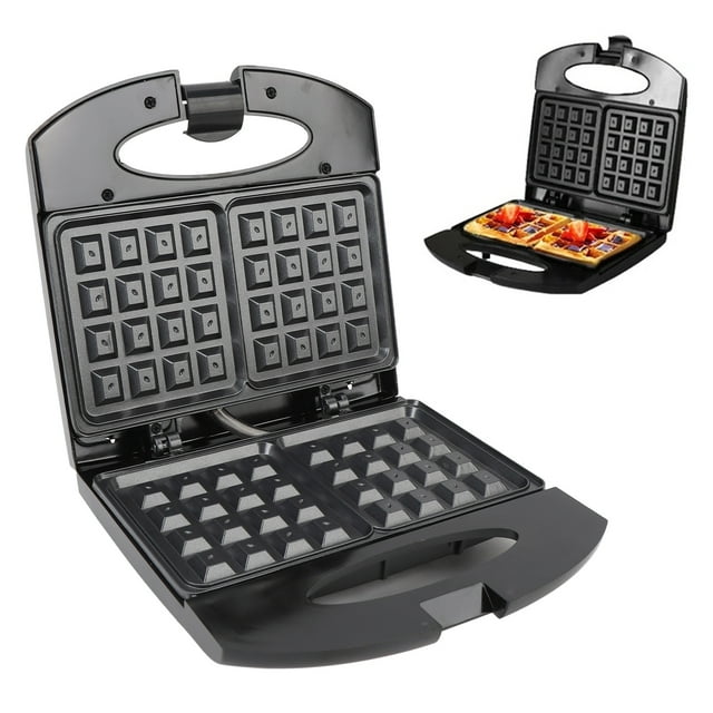 800W Electric Waffle Maker Machine with Non Stick Plate, Space Saving Compact Design Ideal for Breakfast Lunch Snacks, Ideal for Small Electric Grill