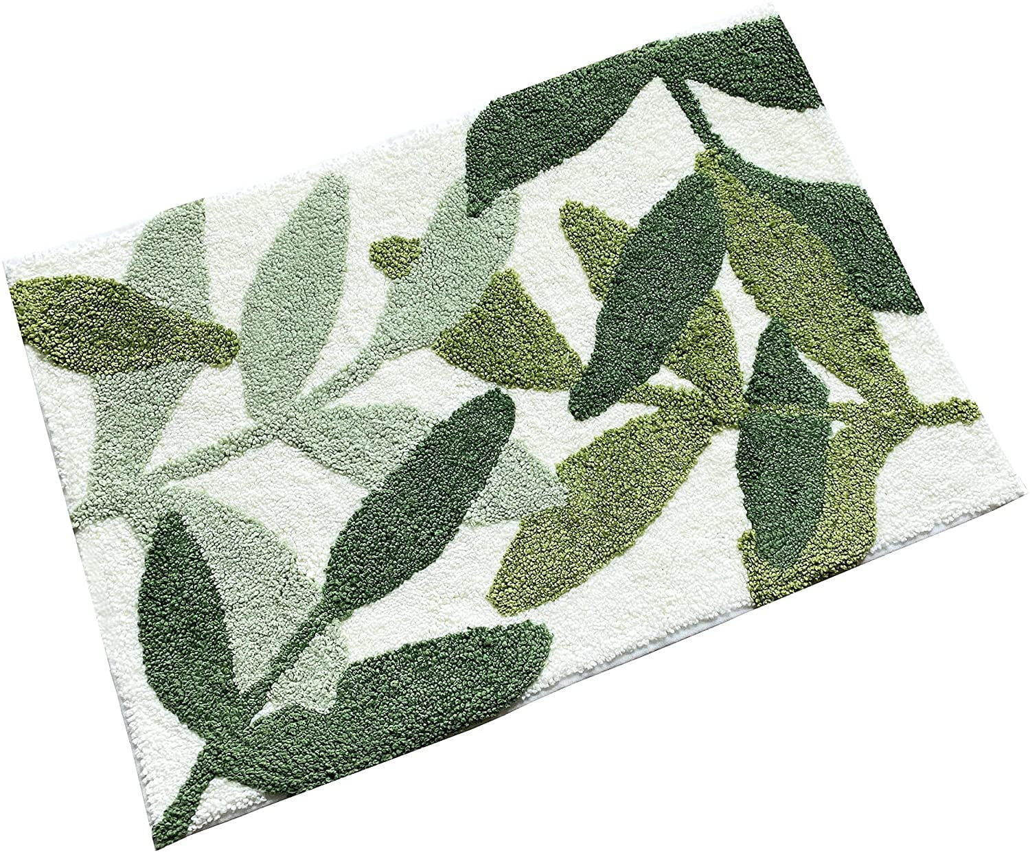 Green Leaves Microfiber Strong Water Absorption Bath Rug Tower With Non Slip Back Inside Entryway Door Mat For Bathroom Floor Indoor Doormat 19 5 X 31 5in Walmart Com