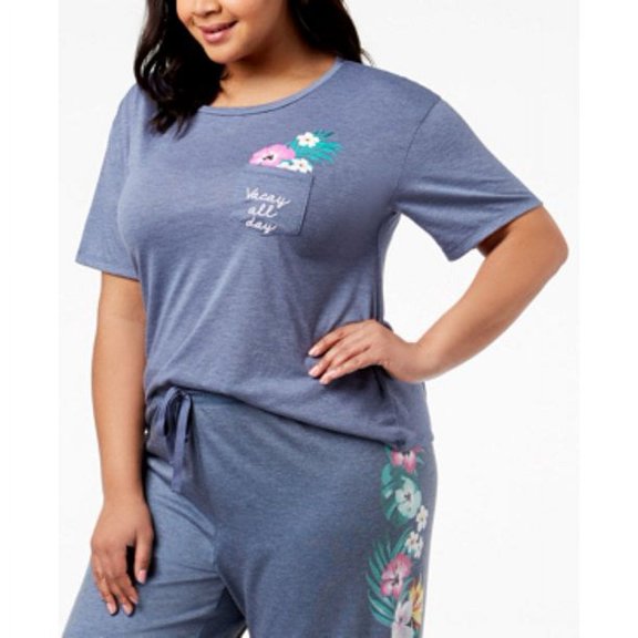 Jenni by Jennifer Moore Graphic-Pocket Pajama T-Shirt Vacay All Day Heather Blue S