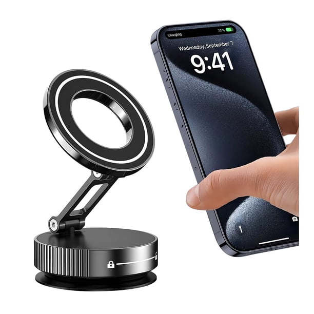 Soporte magnético para teléfono HZEL para aspiradora de coche, plegable, giratorio 360°