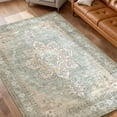 thumbnail image 4 of Toyoso 5x7 Vintage Persian Rug - Seafoam Green & Cream Silicone Area Rug, 0.25" Low Profile Machine Washable Non-Slip Floor Carpet for Bedroom & Apartment, Ultra Soft Stain Resistant Rug, 4 of 9