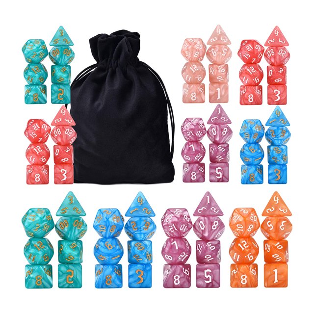 10x7 Juegos (70) Uds Juegos De Dados Poliédricos Con Bolsa De Almacenamiento Zulema