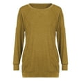 thumbnail image 4 of Diufon Tops for Women Fall Thin Solid Color Long Sleeve Round Neck Pullover Shirts with Pocket, 4 of 5