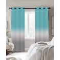 thumbnail image 3 of Teal White Grey Ombre Blackout Curtains 54 Inches Long for Bedroom, Blue Modern Abstract Aesthetics Thermal Insulated Room Darkening Black Out Window Curtain Panels Grommet Drapes for Living Room, 3 of 8