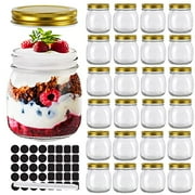 STARSIDE 24 Pack 300 ml 10oz Glass Mason jars With Regular Mouth Lids, Perfect Containers for Jam, Honey, Candies,Wedding Favors, Decorations,Included 1 Pens and 40 Labels.