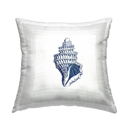 Stupell Industries Blue Conch Shell Decorative Printed Throw Pillow, 18 x 18