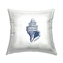 Stupell Industries Blue Conch Shell Decorative Printed Throw Pillow, 18 x 18