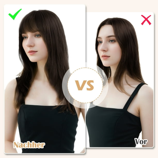 Clip de Flequillo de Cabello Humano Real Minnieouse Para Mujer Marrón Oscuro