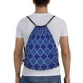 thumbnail image 2 of Kdxio Blue Gold Grid Lantern Shapes Print Drawstring Backpack Bag,Waterproof Draw String Back Sack, Gym Drawstring Bags Swim Bag For Unisex, 2 of 9
