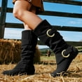 thumbnail image 5 of GJPBGK Women’s Boots Knee High Slouchy Boots Suede Faux Fur Lined Side Zipper Buckle Winter Fashion Boots, 5 of 9