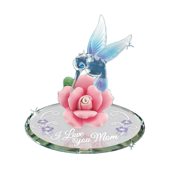 Glass Baron "I Love You Mom with Hummingbird Figurine