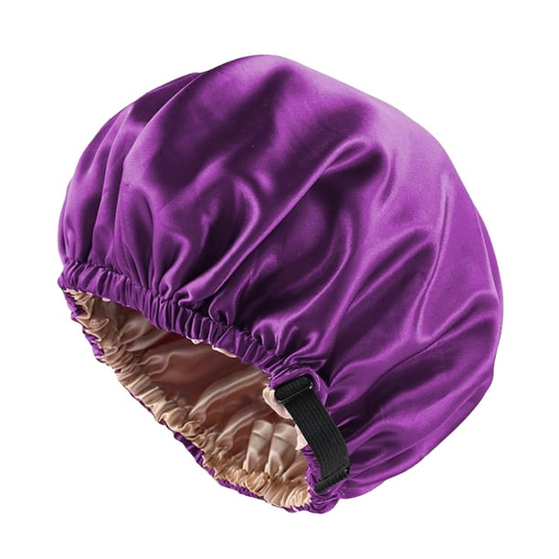 Gorro de , gorro elástico para dormir, gorro Reversible de doble capa, para dormir - Púrpura Baoblaze Gorra de Sueño de las Mujeres Satin Satin Sleep