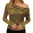 thumbnail image 2 of Womens Shirts Sequins Tops for Women Long Sleeve Gold Sparkle Shirt Shiny Tops Party Shirts Ladies Holiday Tops, 2 of 8