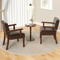 thumbnail image 3 of FAGAGA Accent Chair Set of 2 with Table, Mid Century Modern PU Leather Chair for Living Room, Oversized Chair for Reading Room, Reception Room, Bedroom | Leather Cherry, 3 of 8