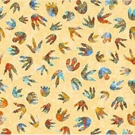 Dinoroars! - Gold - Dino Tracks - 30813S - Qt Fabrics