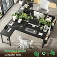 thumbnail image 6 of EnHomee L-Shaped Desk with Storage Reversible Gaming Desk with LED Lights Computer Desk with Storage Organizer,Black, 6 of 7