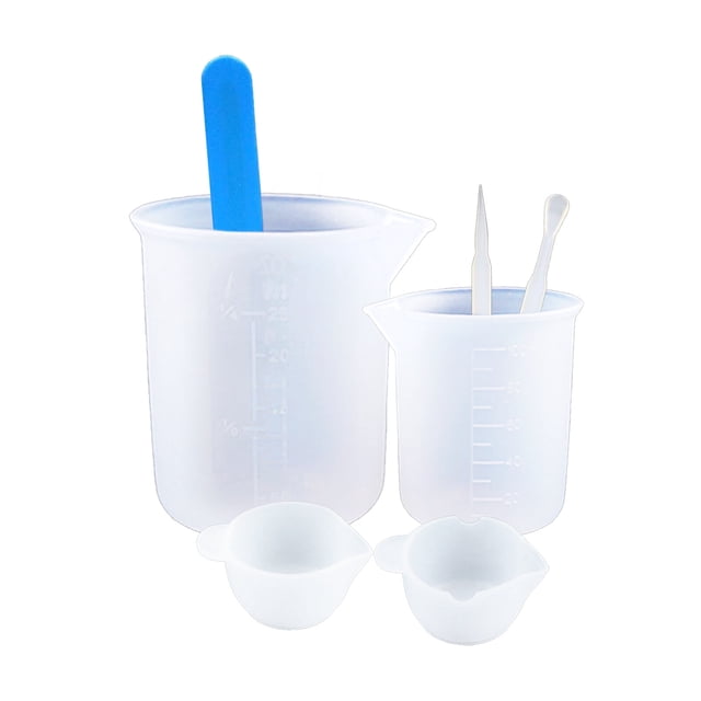 DIY Silicone Resin Measuring Cup Tool Kit 100 and 250 ml Measuring Cups with Stirring Sticks and Spoons for Epoxy Resin Mixing Molds Jewelry Making Suitable for Adult Beginners