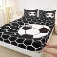 thumbnail image 5 of Erosebridal Soccer Net Ball Queen Sheet Sets, Sport Bed Set for Boys and Girls, 4 Pieces, 1 Flat Sheet, 1 Fitted Sheet and 2 Pillowcases, 5 of 6