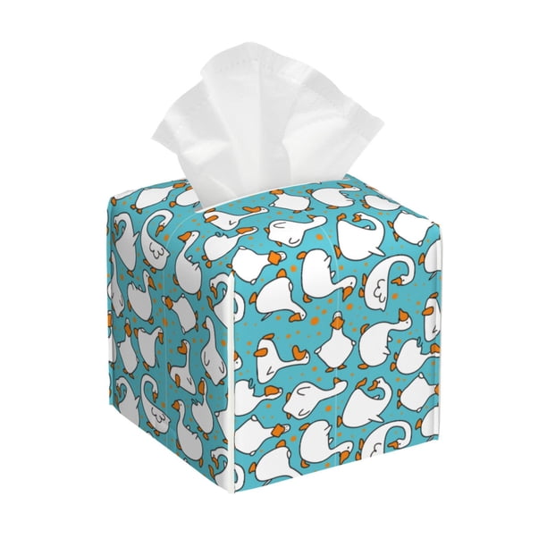 Balery Cartoon Funny Goose Porta Pañuelos de Cuero con Estampado – Funda Moderna Cuadrada para Caja de Pañuelos, Dispensador 5x5x5''