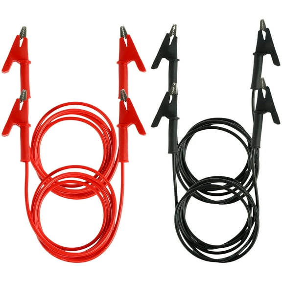 2Pcs Alligator Clip Electrical Test Wires Set Resin 1m/3.3FT 14 Gauge Jumper Wires Kit Flexible Testing Cables for Multimeter Electrical Testing Automotive Repair