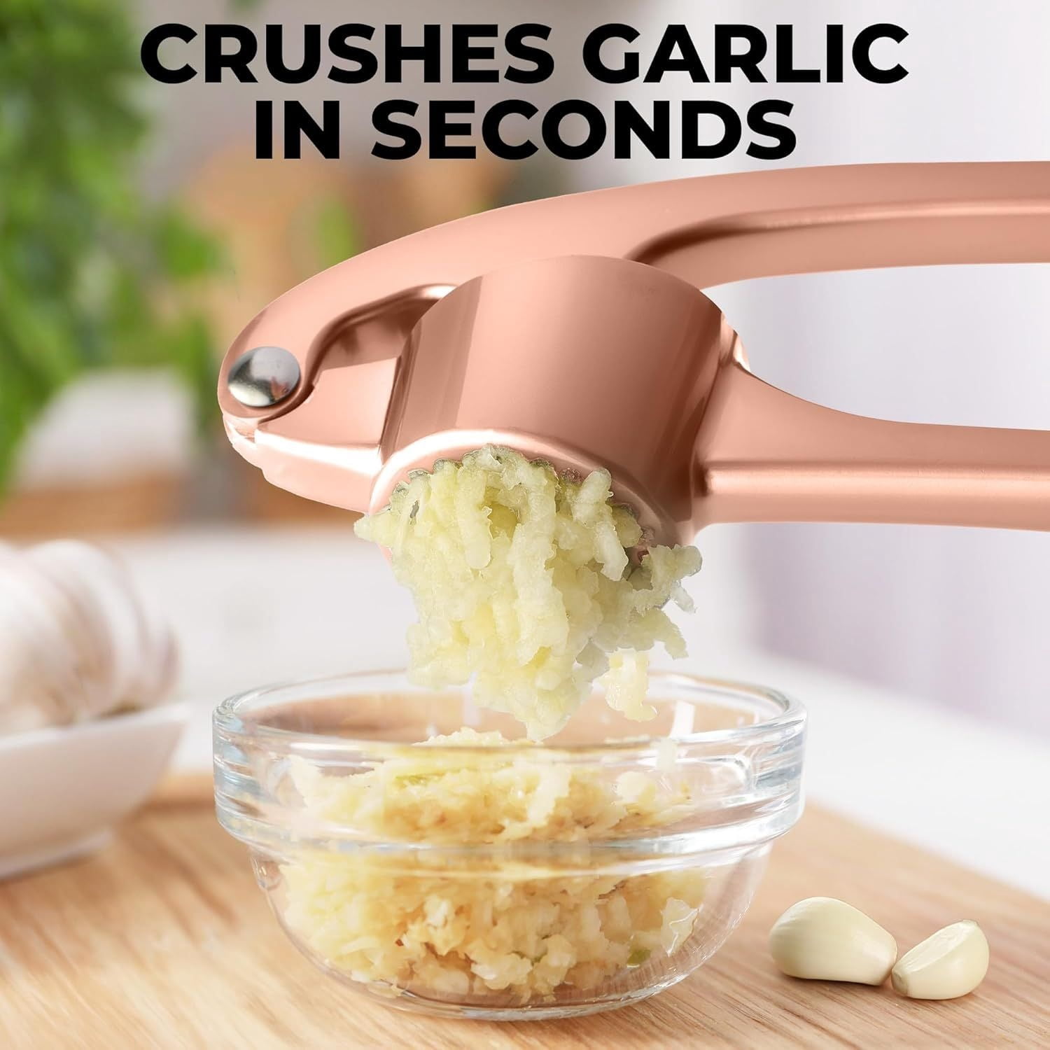 Premium Garlic Press Set Rust Proof Stainless Steel Garlic Mincer with Soft Handle Silicone Peeler and Cleaning Brush for Kitchen